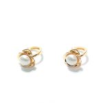 ARGOLAS FLOR C/ PEROLA EM CHAPADO A OURO