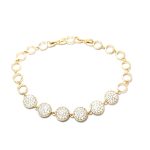 PULSEIRA C/ ZIRCONITAS EM CHAPADO A OURO